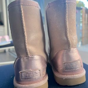UGG light pink sparkle classic short boot, size 3 youth